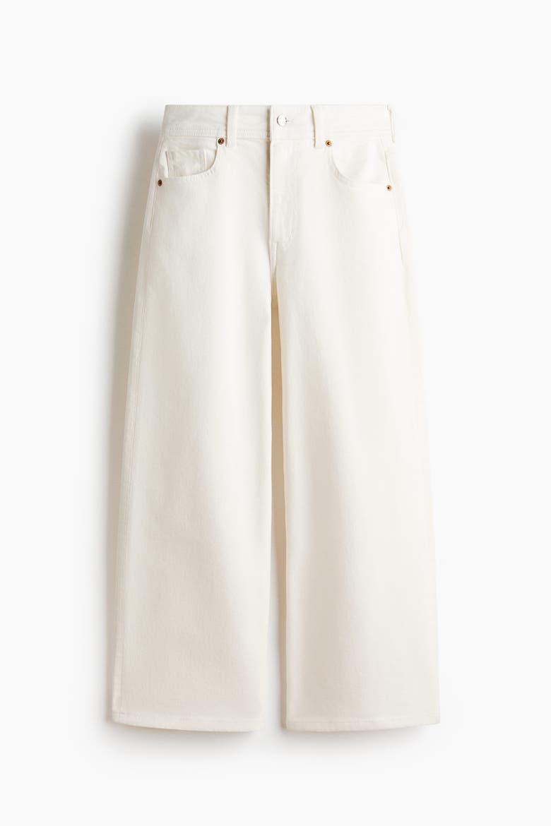Wide High Waist Ankle Jeans, Alternate, color, Cream