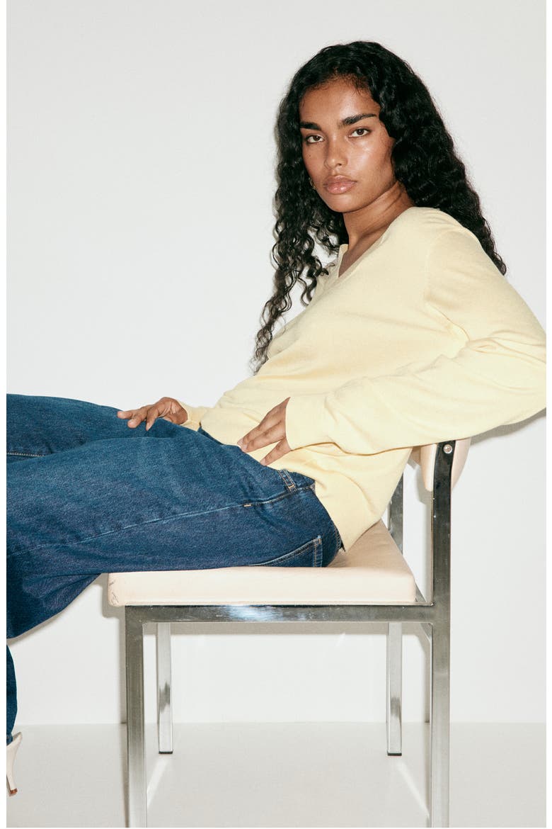 V-Neck Sweater, Alternate, color, VANILLA