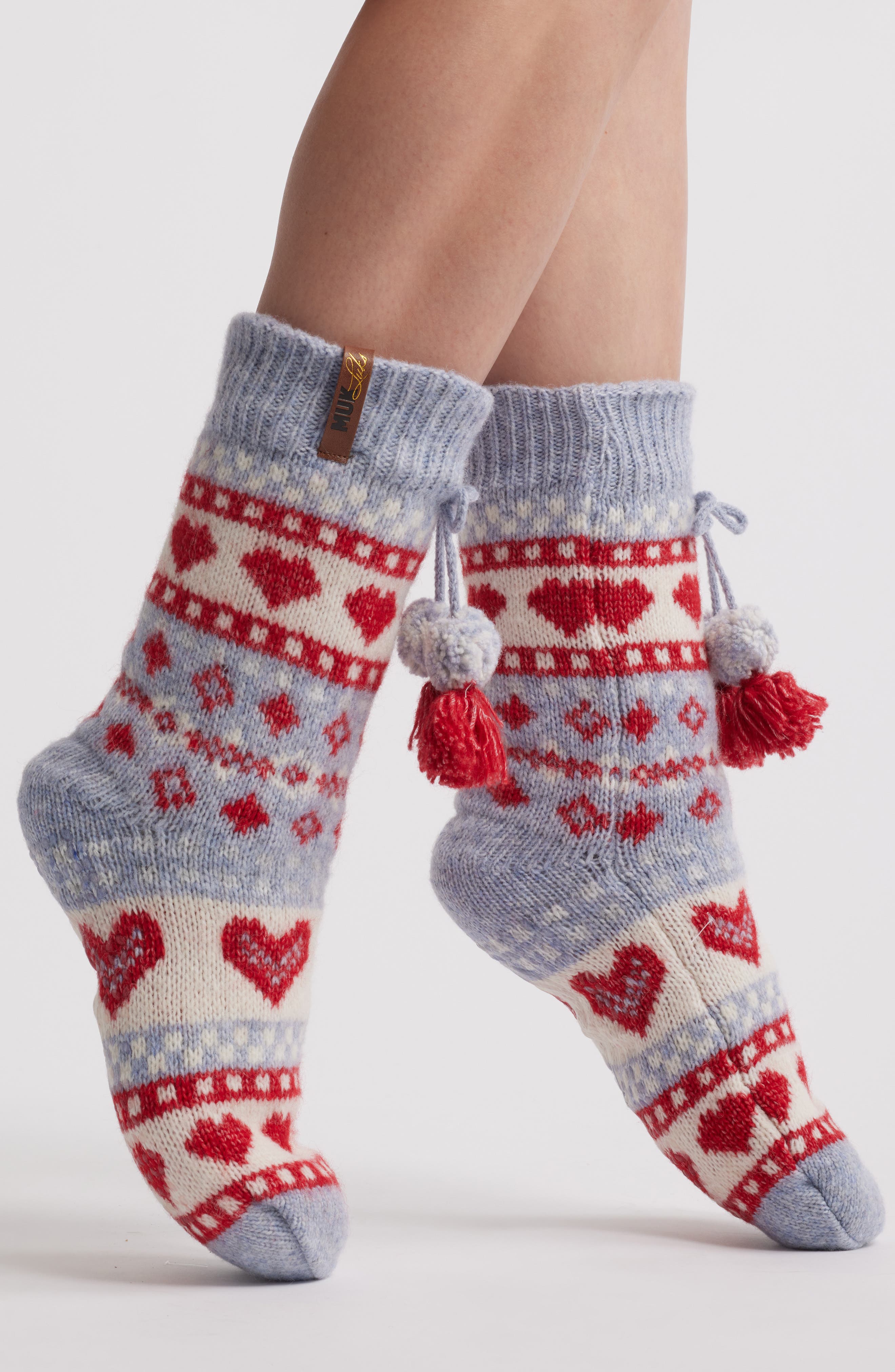 MUK LUKS Fair Isle Cottage Crew Socks in Moonstone 