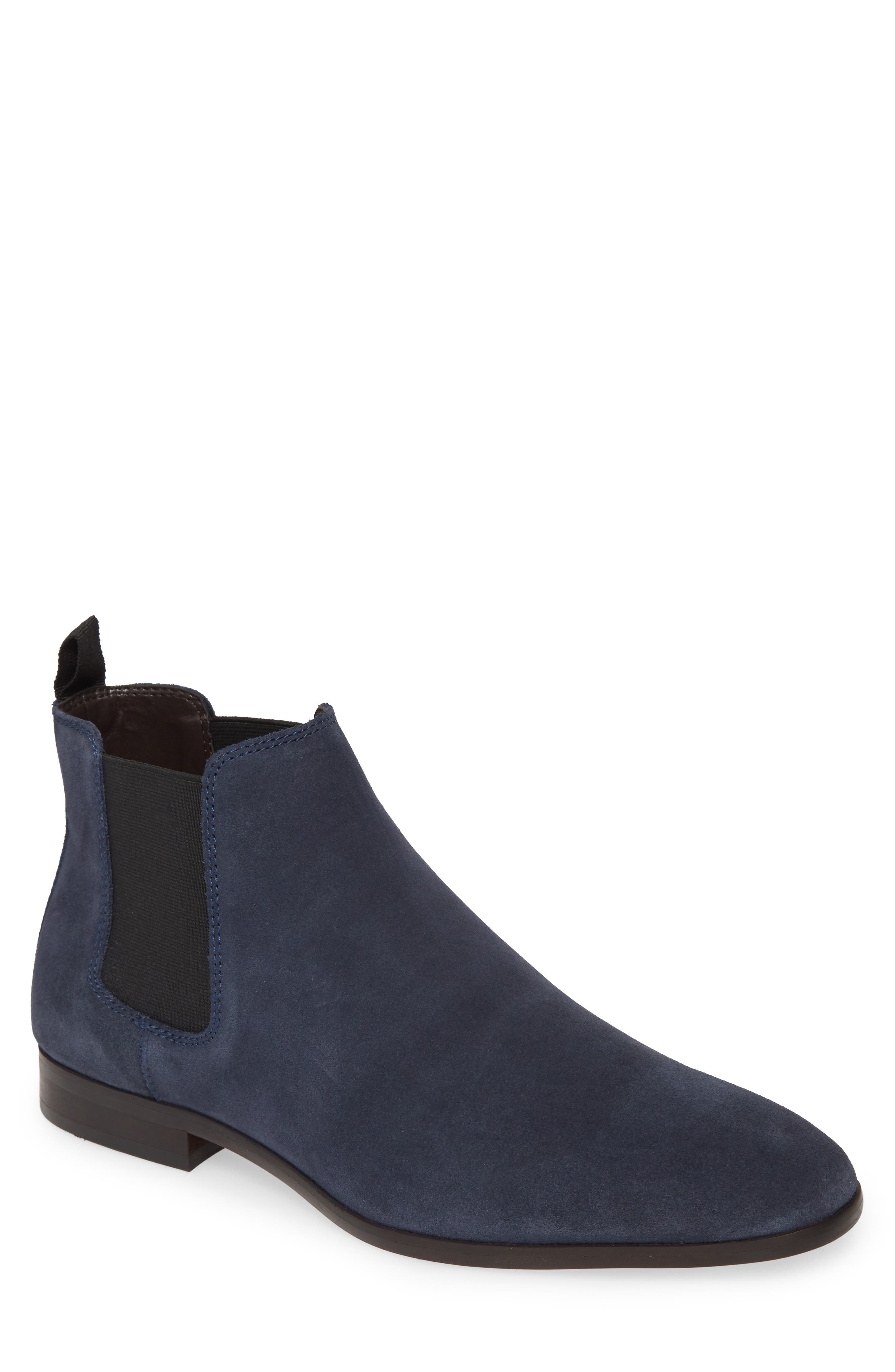 Easton Water Resistant Chelsea Boot, Main, color, NAVY SUEDE