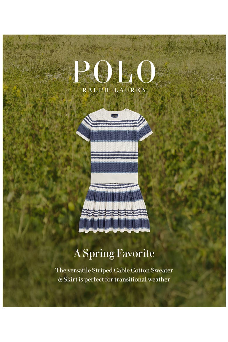 Kids' Stripe Cotton Rib Sweater & Skirt Set, Alternate, color, DECKWASH WHITE MULTI