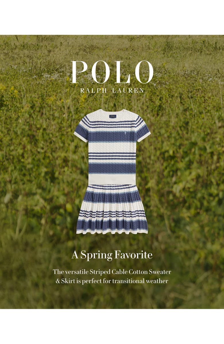 Polo Ralph Lauren Kids' Stripe Cotton Rib Sweater & Skirt Set, Alternate, color, 
