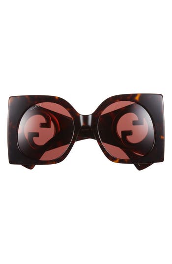 Gucci 55mm Square Sunglasses In Havana Havana Brown