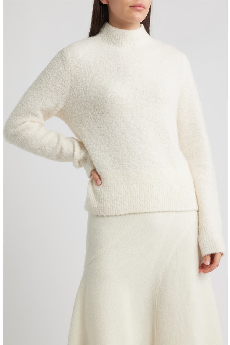 Fubrina Bouclé Wool & Cashmere Blend Mock Neck Sweater, Main, color, SOFT CREAM