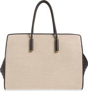 Bottega Veneta Barbara Canvas & Intrecciato Leather Tote