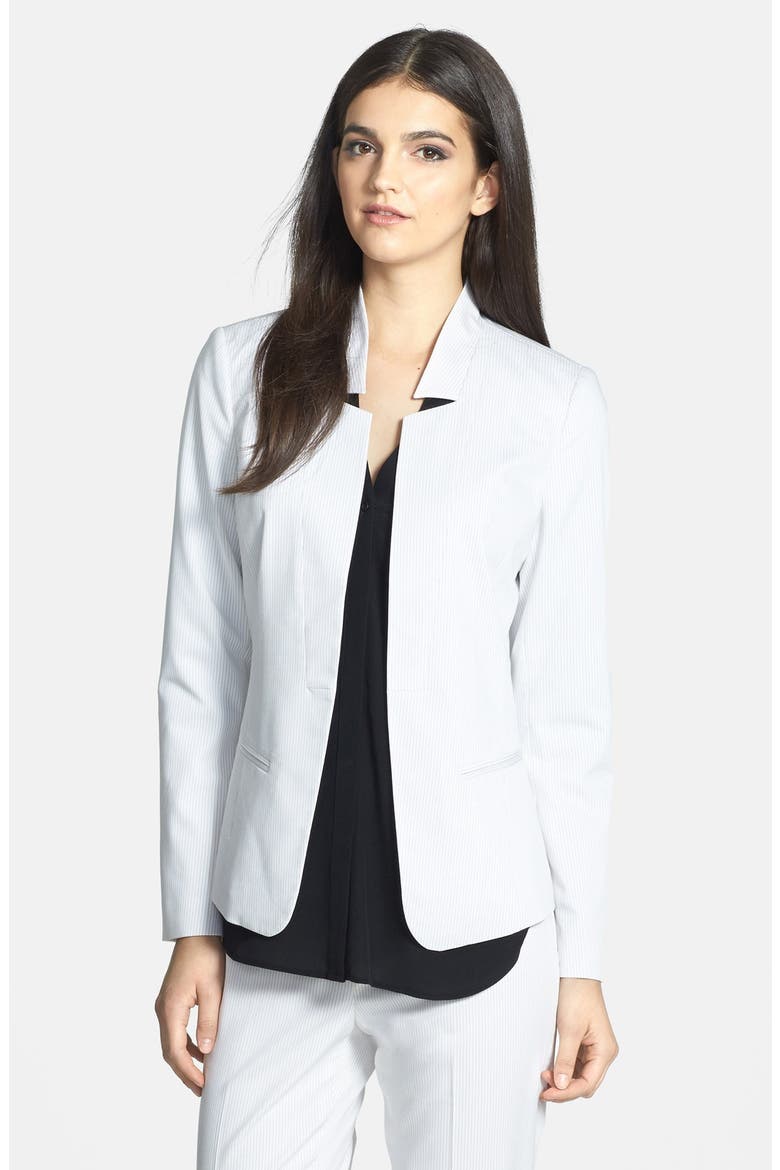 Pinstripe Reverse Lapel Jacket, Main, color, IVORY/ BLACK