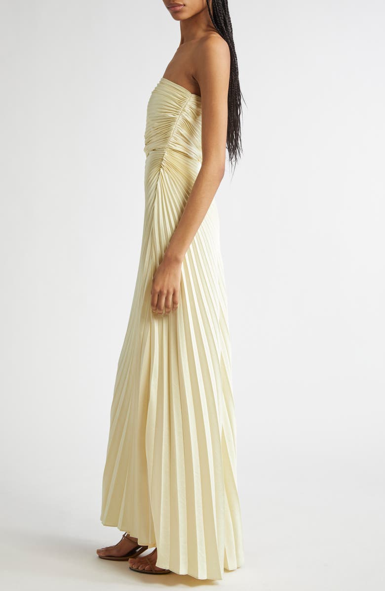A.L.C. Bianca Pleated Strapless Gown, Alternate, color, Light Canary