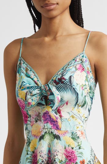 Crystal Embellished Linen Maxi Dress