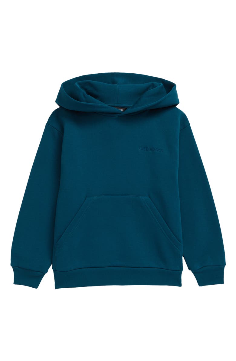 Balenciaga Kids' Embroidered Logo Cotton Hoodie, Main, color,