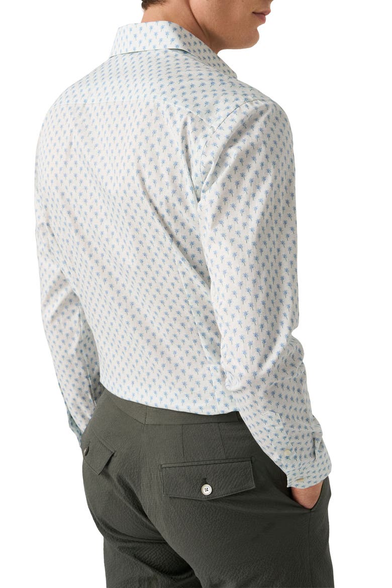 Trim Fit Palm Tree Print Cotton Dress Shirt, Alternate, color, LIGHT BLUE