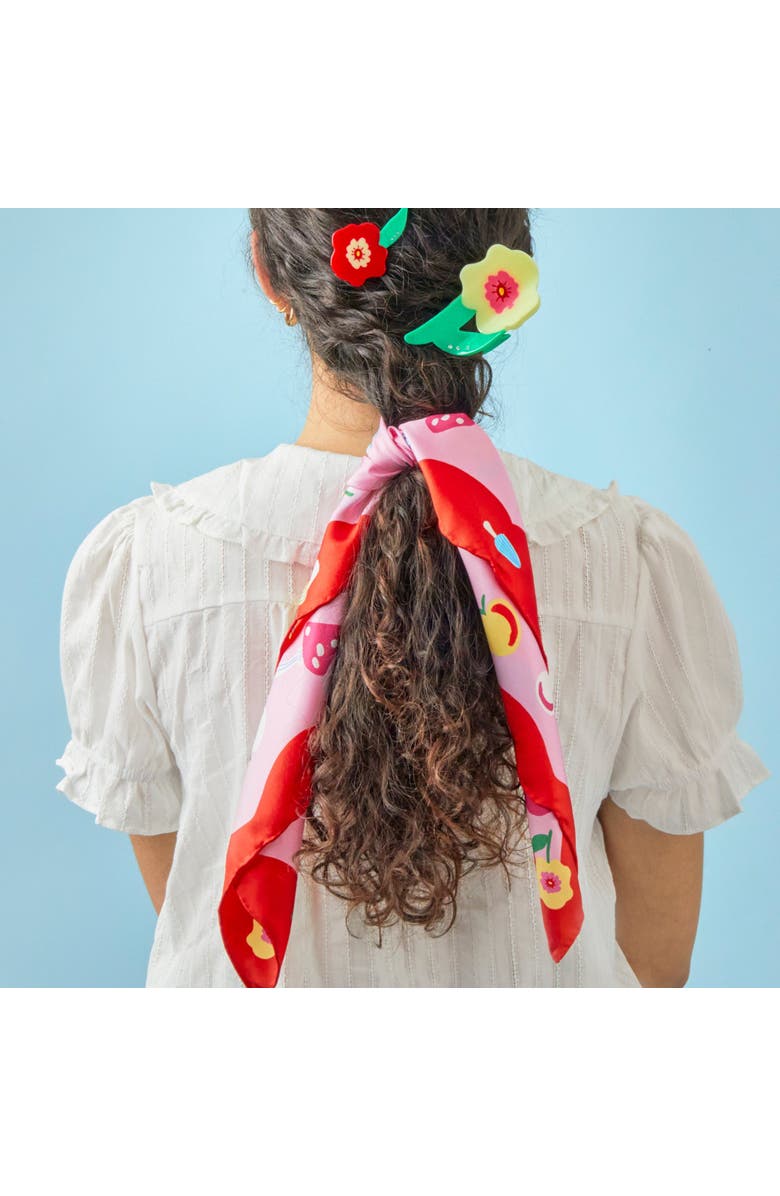 Centinelle Cat Garden Gnome Silk Medium Square Scarf, Alternate, color, 