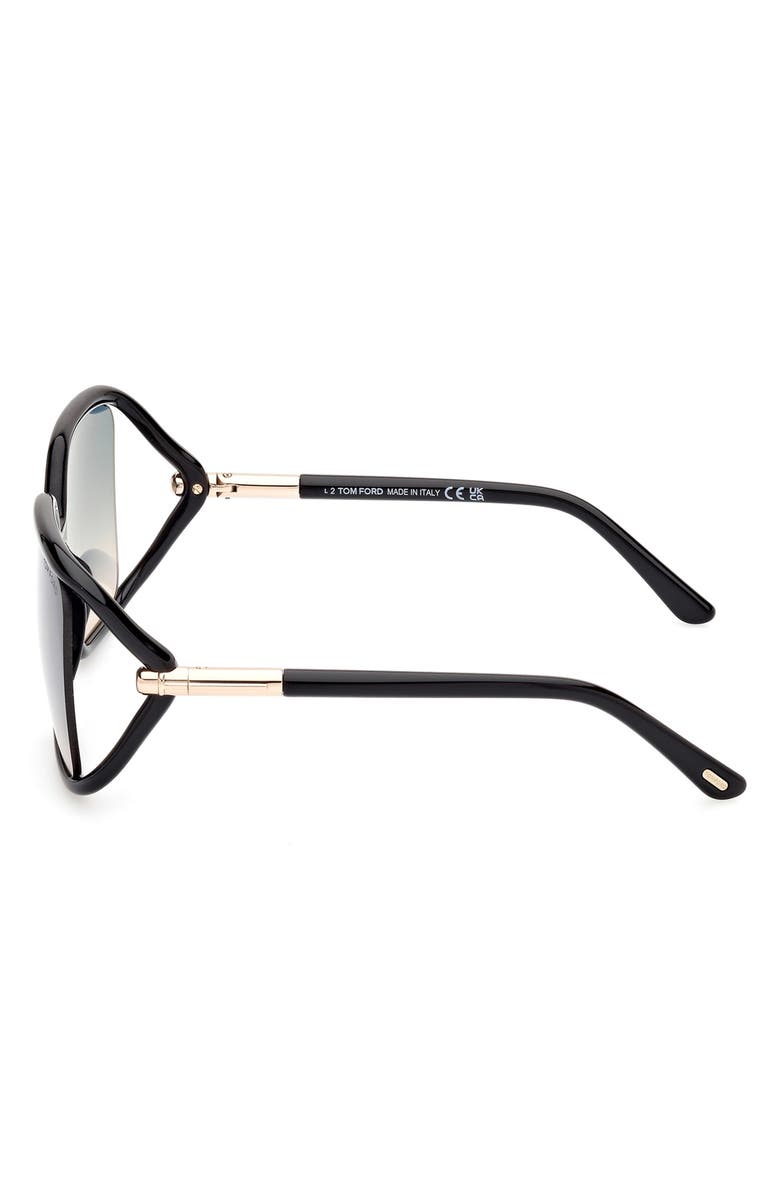 TOM FORD Solange-02 60mm Butterfly Sunglasses, Alternate, color, Shiny Black / Turquoise Sand