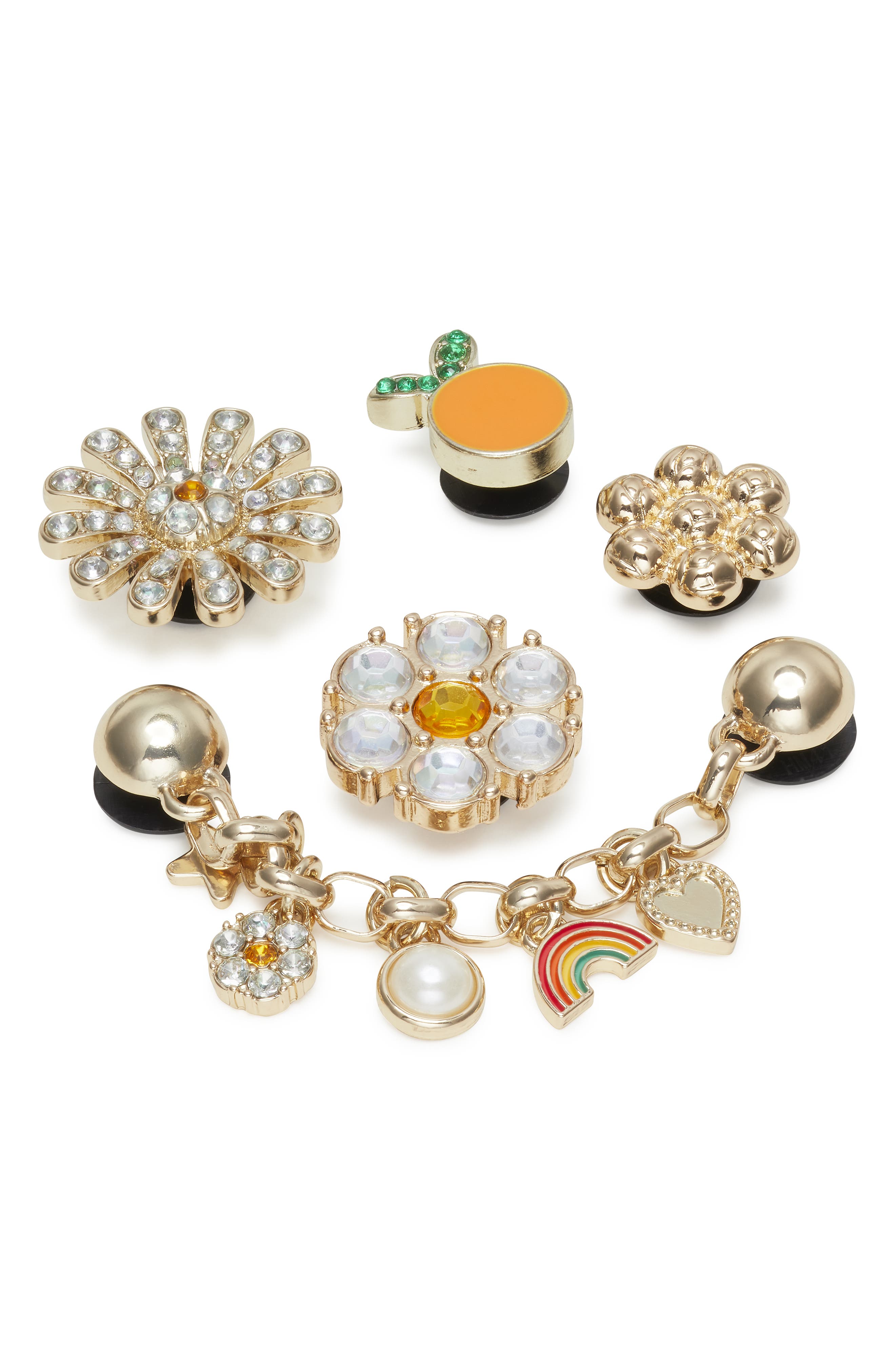 Everything Nice Assorted 5-Pack Jibbitz Shoe Charms, Main, color, GOLD