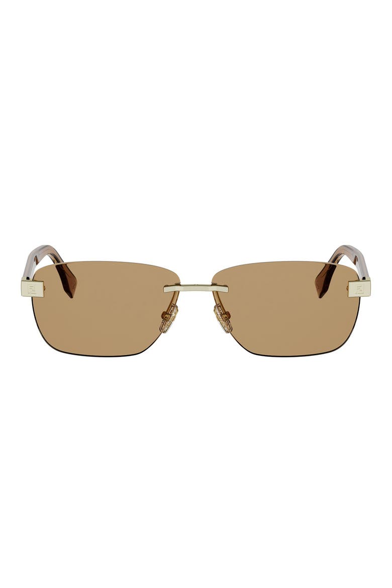 Sky 61mm Rectangular Sunglasses, Main, color, GOLD / BROWN