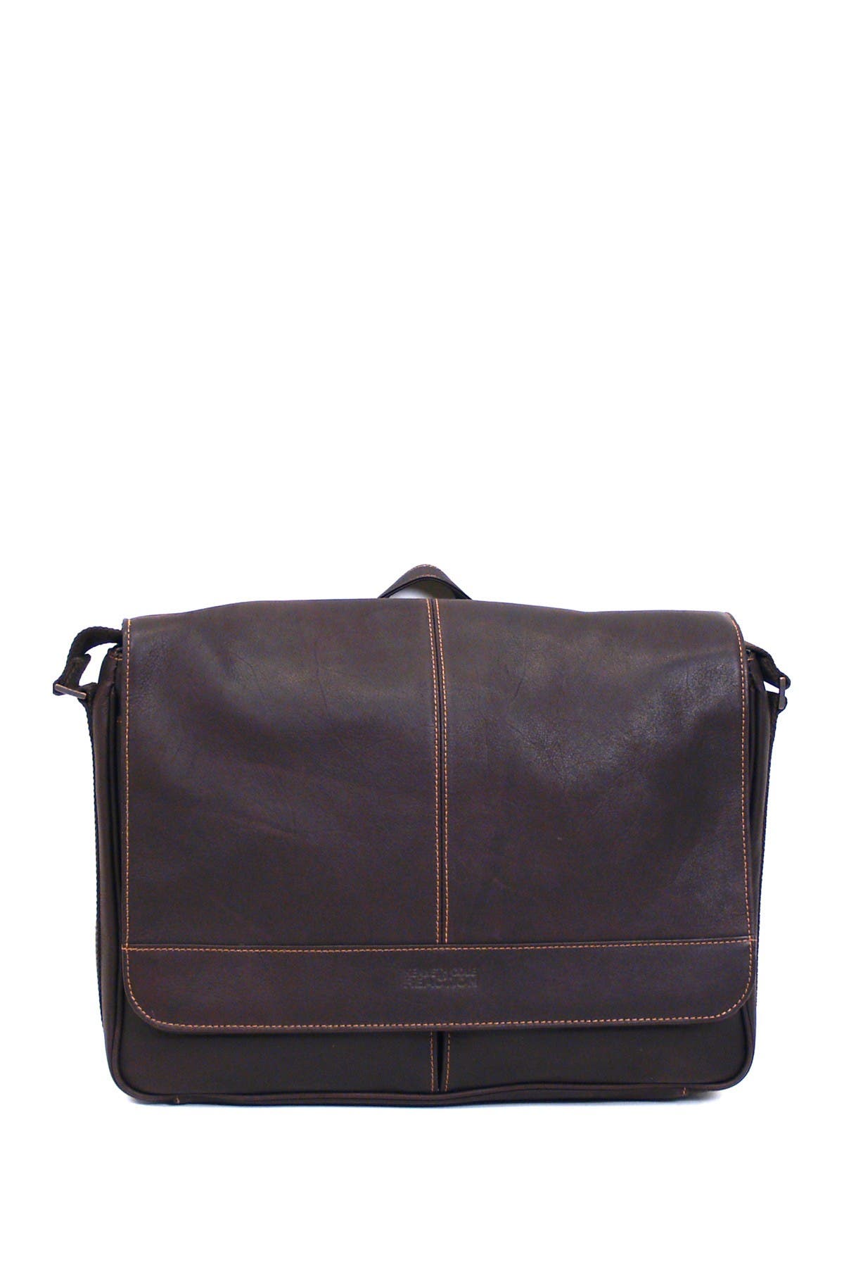 Kenneth Cole Reaction Colombian Leather Crossbody Laptop Case & Tablet Messenger Bag, Alternate, color, Brown