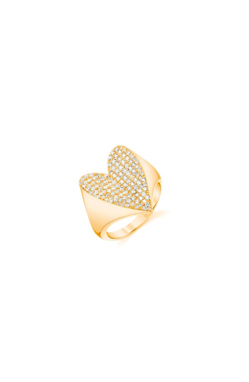 Sheryl Lowe Diamond Folded Heart Ring In Gold