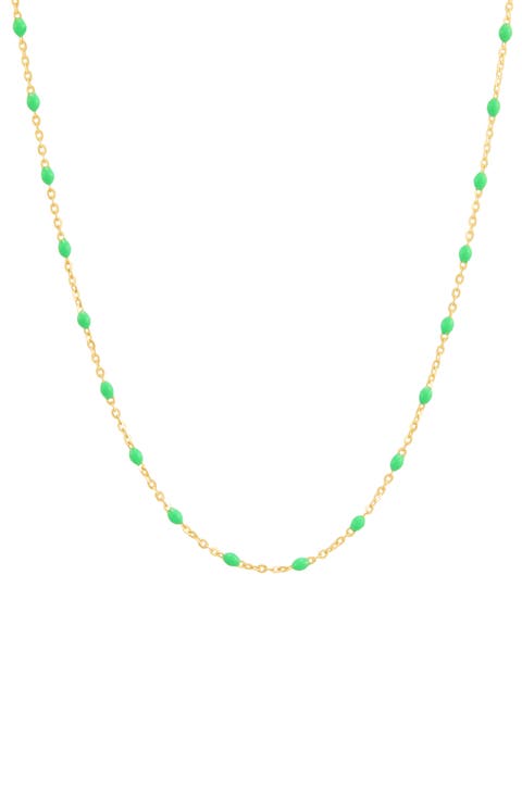2.5mm Green Enamel Station Necklace