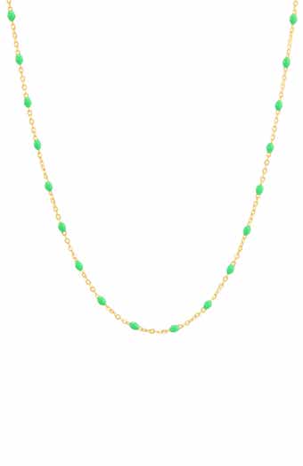 Frankie & Zoe 2.5mm Green Enamel Station Necklace
