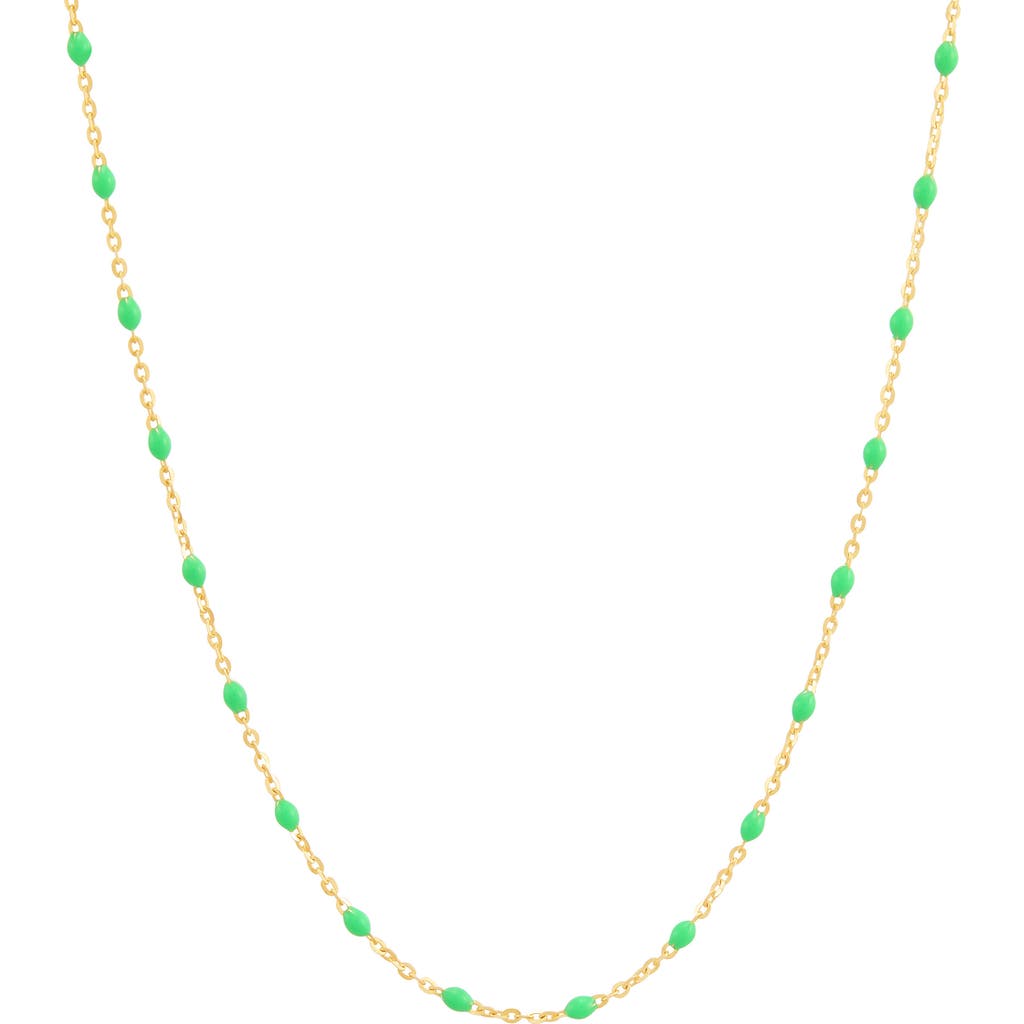 Frankie & Zoe 2.5mm Green Enamel Station Necklace In Gold