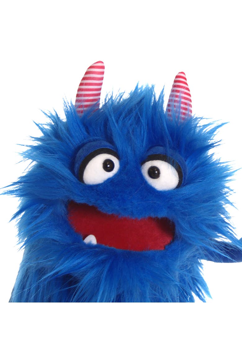 Mack The Blue Friendly Monster 14 Inch Plush Hand Puppet, Handmade, Alternate, color, Blue