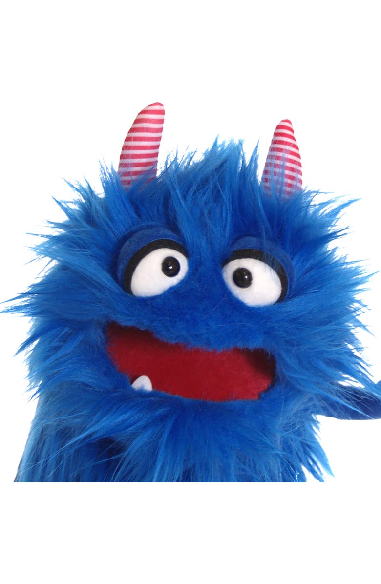 Living Puppets Mack The Blue Friendly Monster 14 Inch Plush Hand Puppet, Handmade, Alternate, color, Blue
