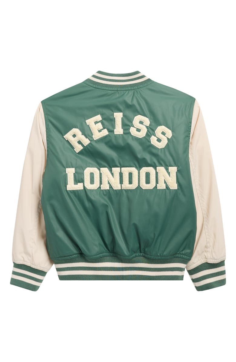 Reiss Kids' Arkan Varsity Jacket, Alternate, color, Green/ Stone