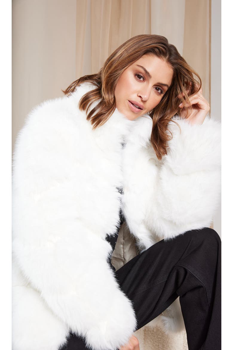Louisa Faux Fur Jacket, Alternate, color, white