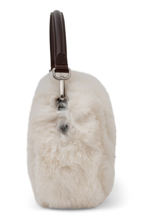 Jeffrey Campbell Furreal Faux Fur Handbag In Cream Brown Combo