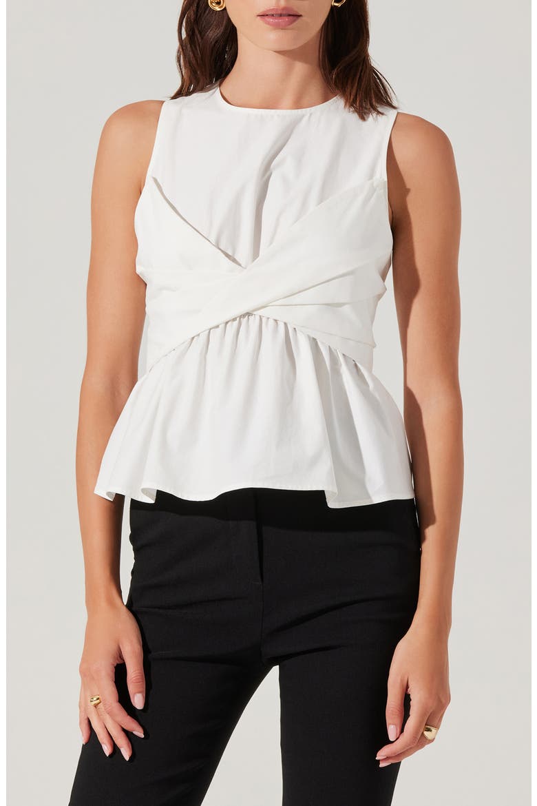 Isela Twist Overlay Cotton Top, Main, color, WHITE
