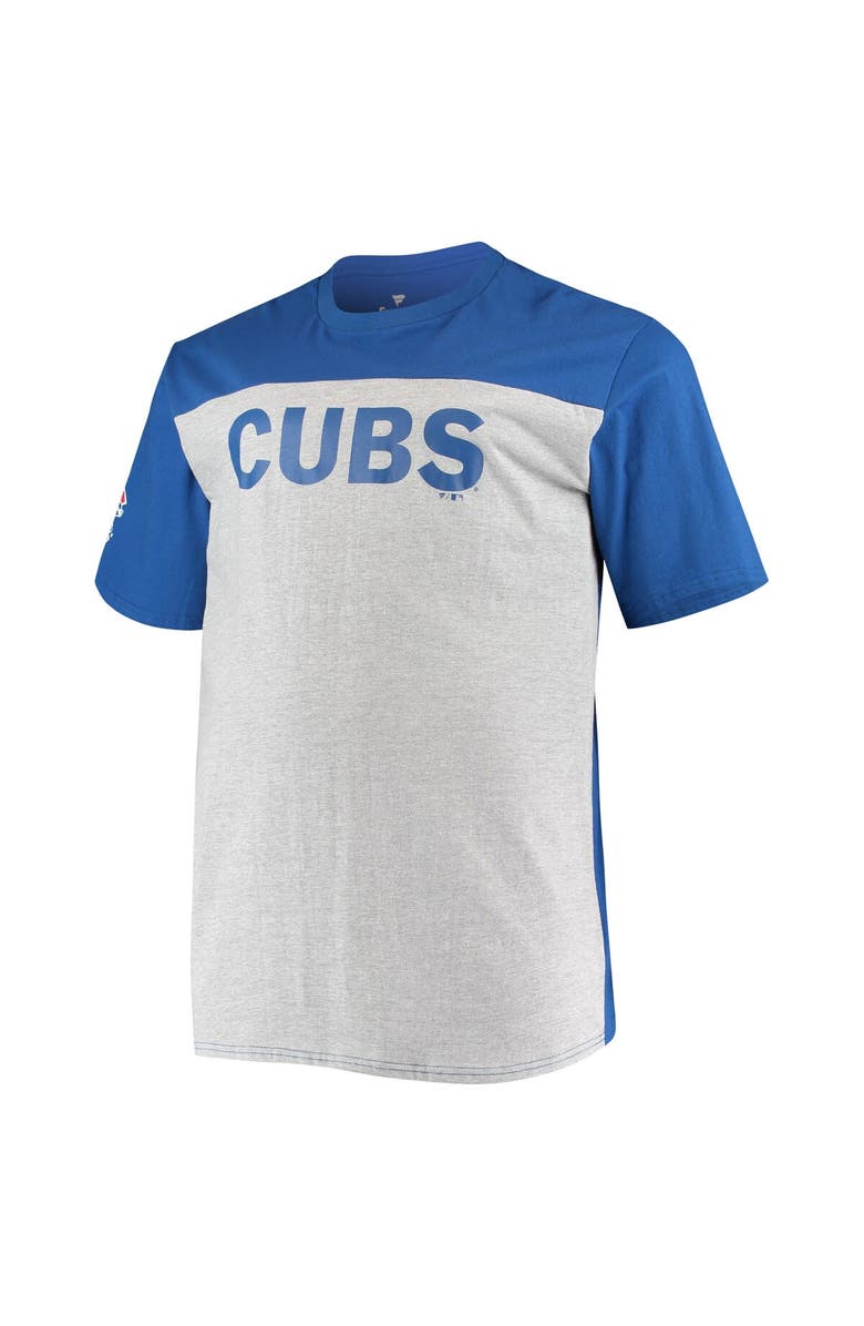 FANATICS Men's Fanatics Branded Royal/Heathered Gray Chicago Cubs Big & Tall Colorblock T-Shirt, Alternate, color, 