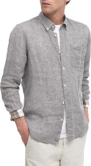 Barbour Linton Tailored Fit Check Linen Button-Down Shirt