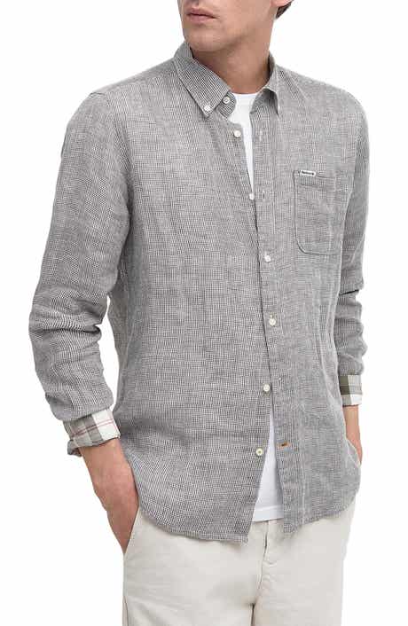 Linton Tailored Fit Check Linen Button-Down Shirt