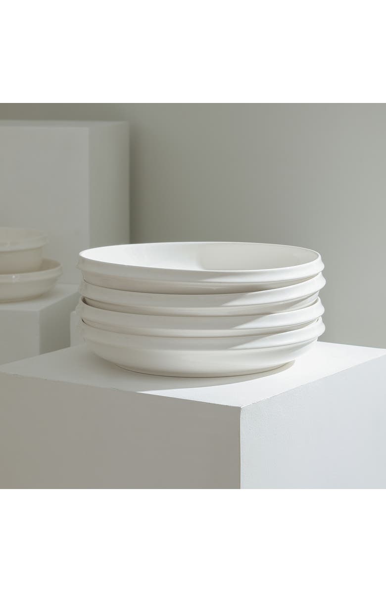 Stone Lain Verso Porcelain 4-Piece Dinner Plate Set, Alternate, color, White