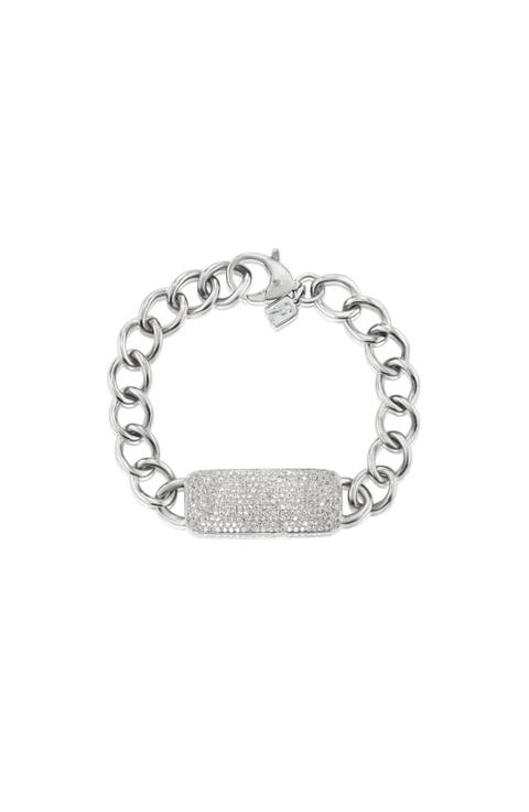 Pave Diamond Id Tag Chain Bracelet