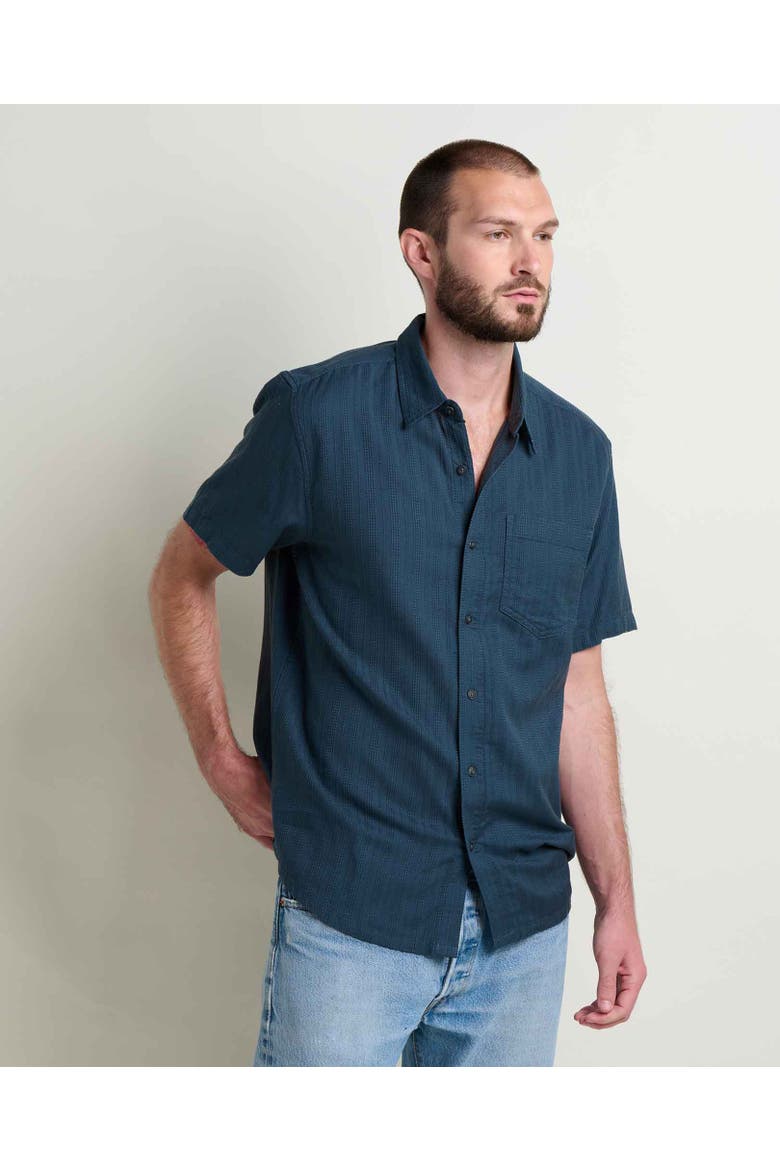 Airscape Short Sleeve Shirt, Main, color, Midnight Dobby