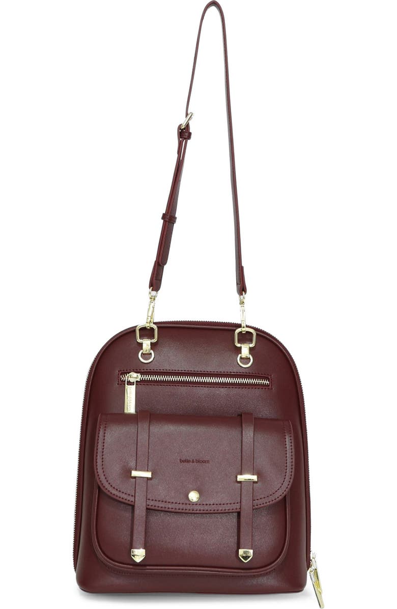 Belle & Bloom 5th Ave Leather Backpack, Alternate, color, Burgundy