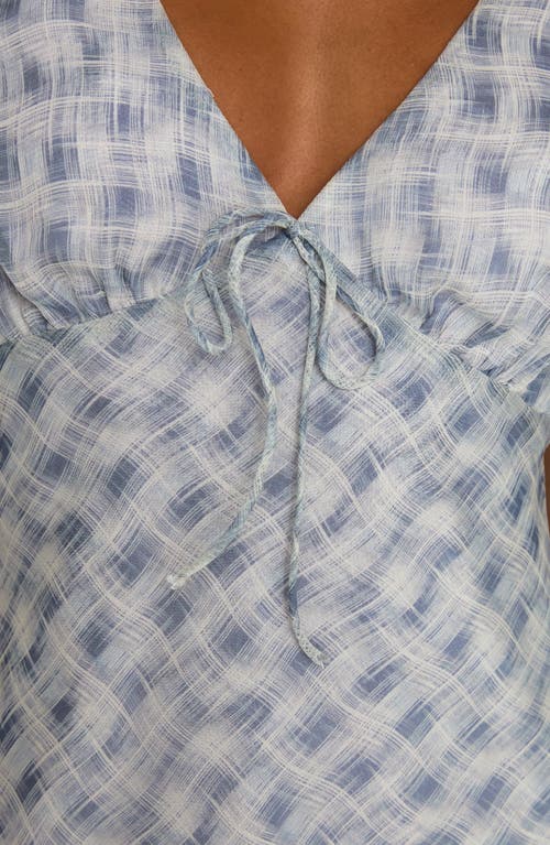 Princess Polly My Last Love Check Flutter Sleeve Top In Blue