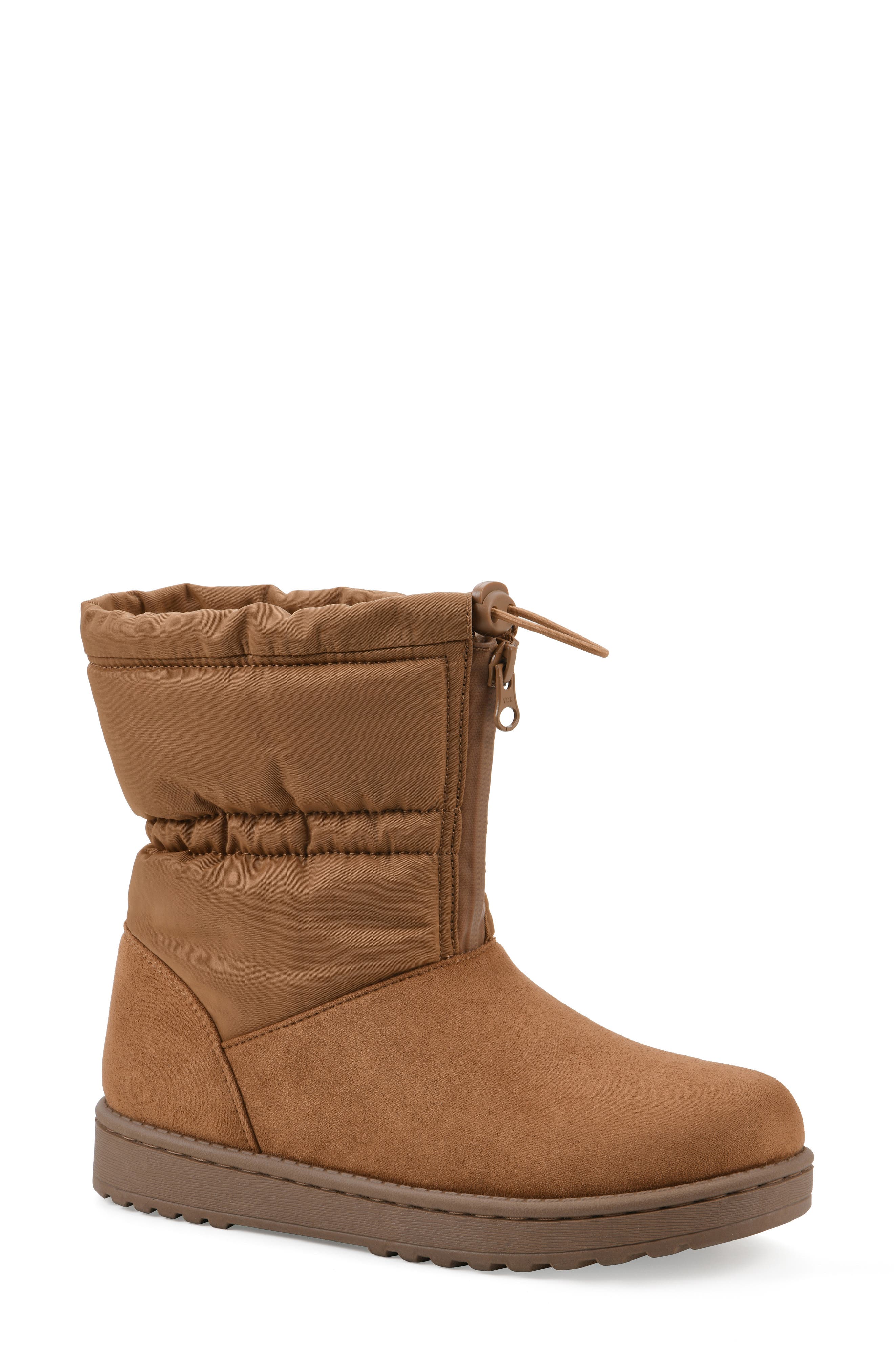 Issy Faux Fur Lined Bootie, Main, color, CHESTNUT/ FABRIC