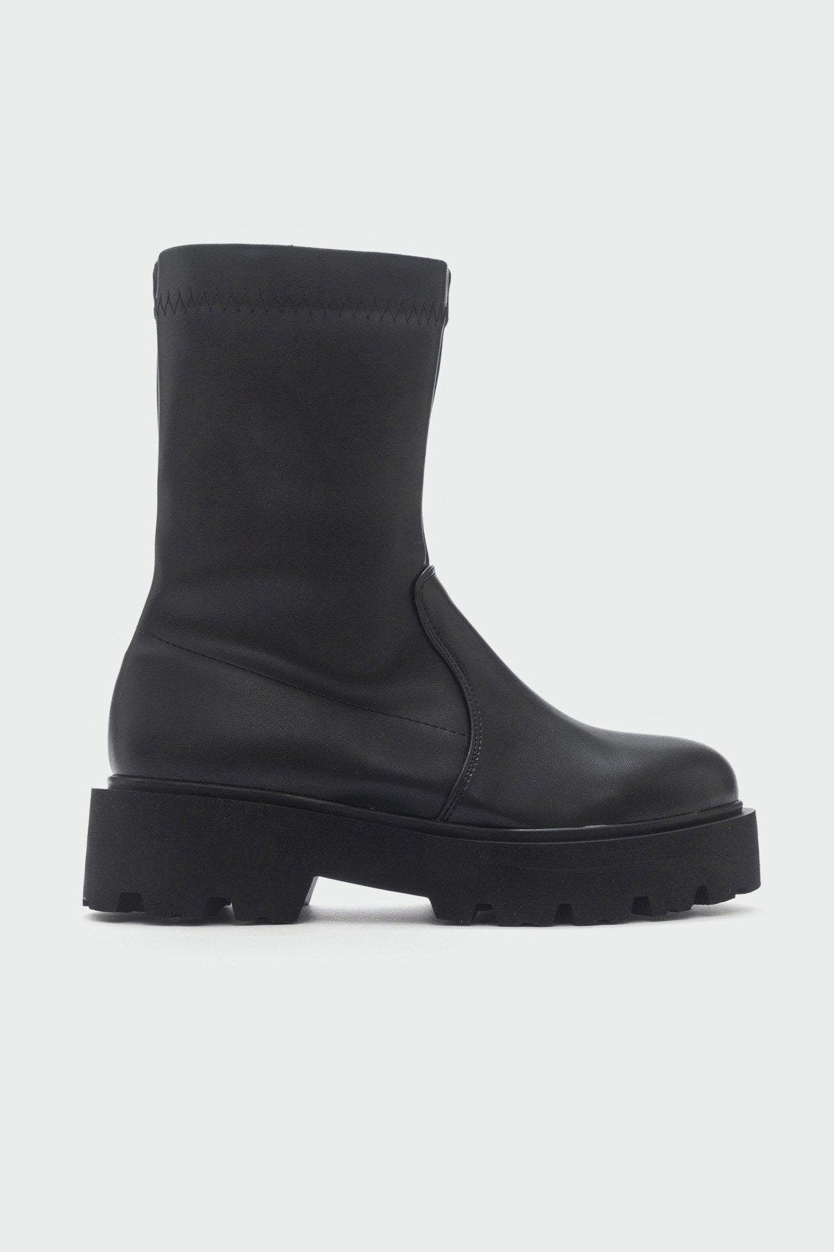 Prologue Shoes Rush Bootie, Main, color, Black Faux Leather