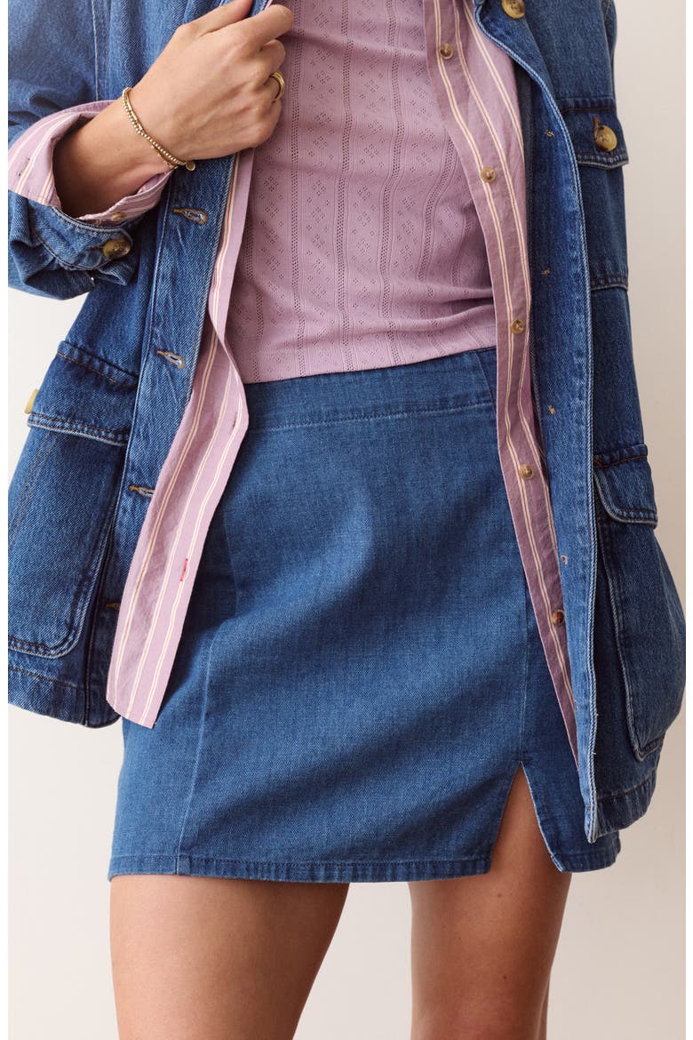 Jamie Cotton Denim Miniskirt, Alternate, color, MEDIUM WASH