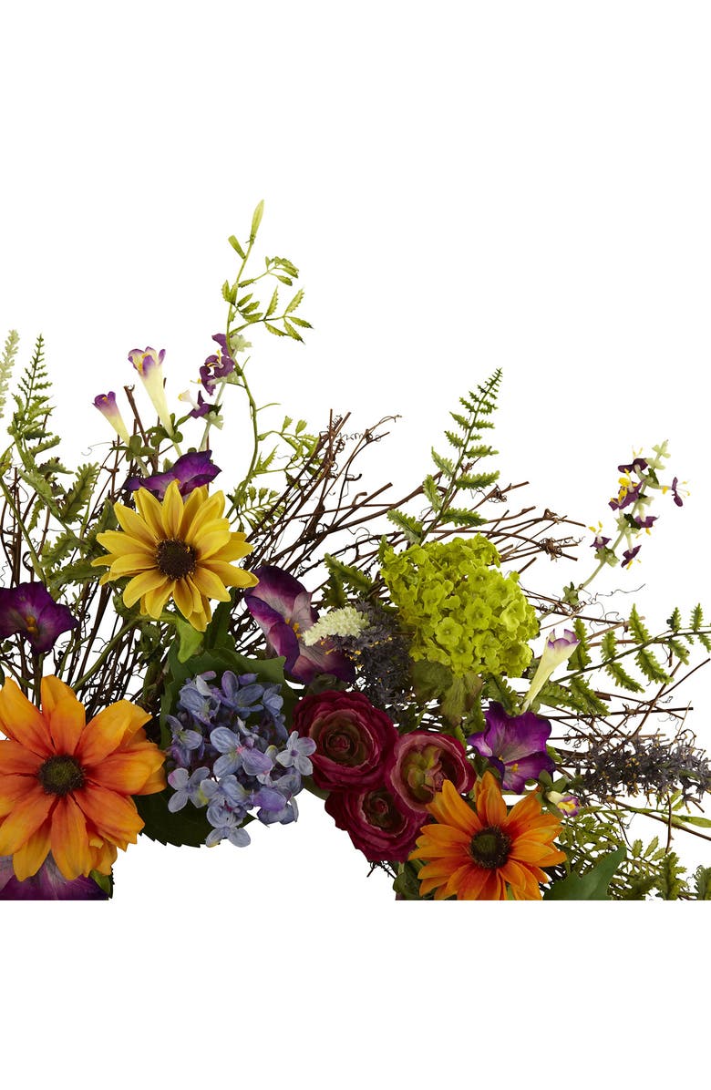 NEARLY NATURAL Multi 24" Spring Garden Wreath with Twig Base, Alternate, color, 