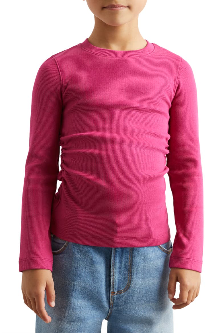 Kids' Trina Ruched Rib Sweater, Alternate, color, BERRY