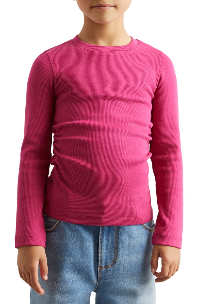 Reiss Kids' Trina Ruched Rib Sweater, Alternate, color, Berry
