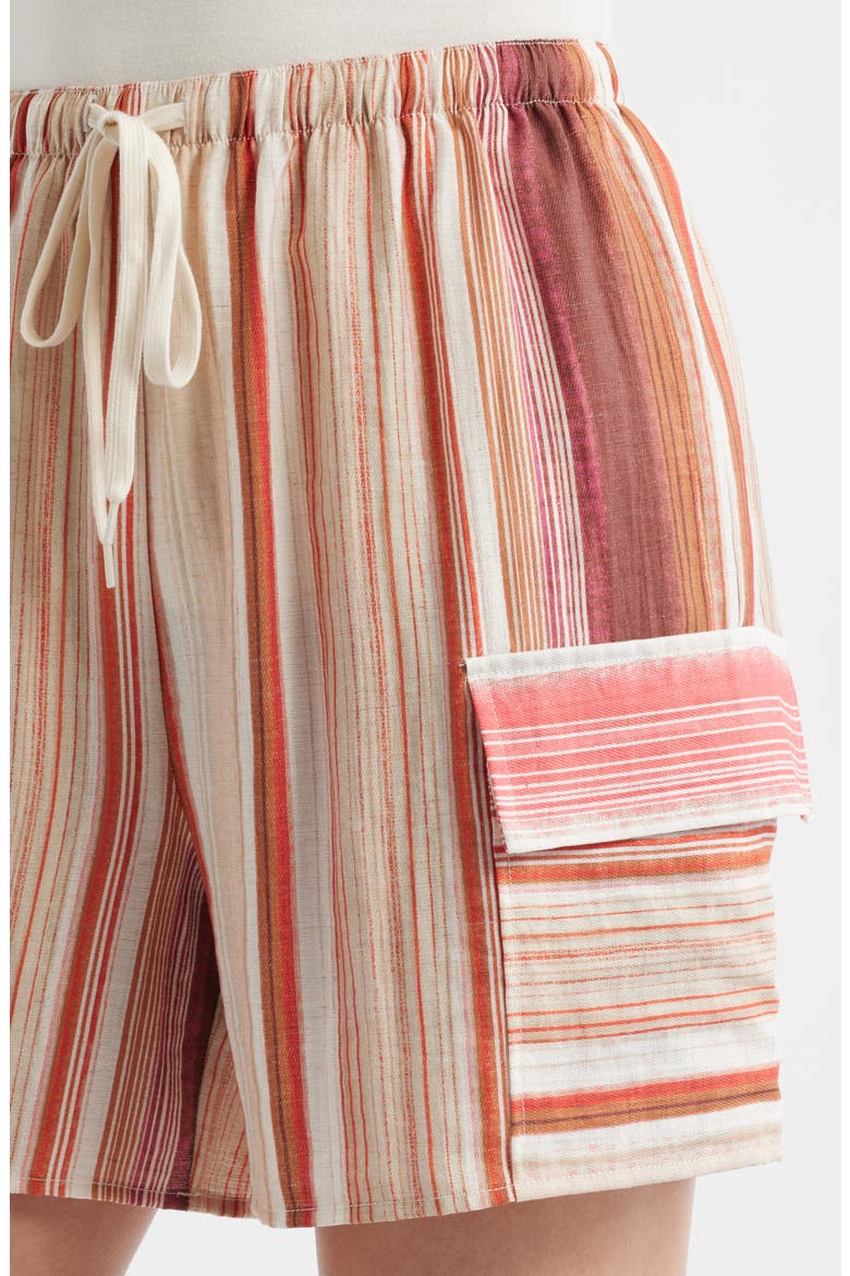 Stripe Bermuda Drawstring Shorts, Alternate, color, RED MULTI