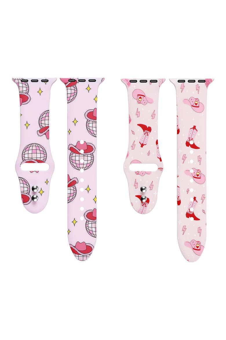 Set of 2 Printed Silicone Apple Watch® Watchbands, Alternate, color, PINK