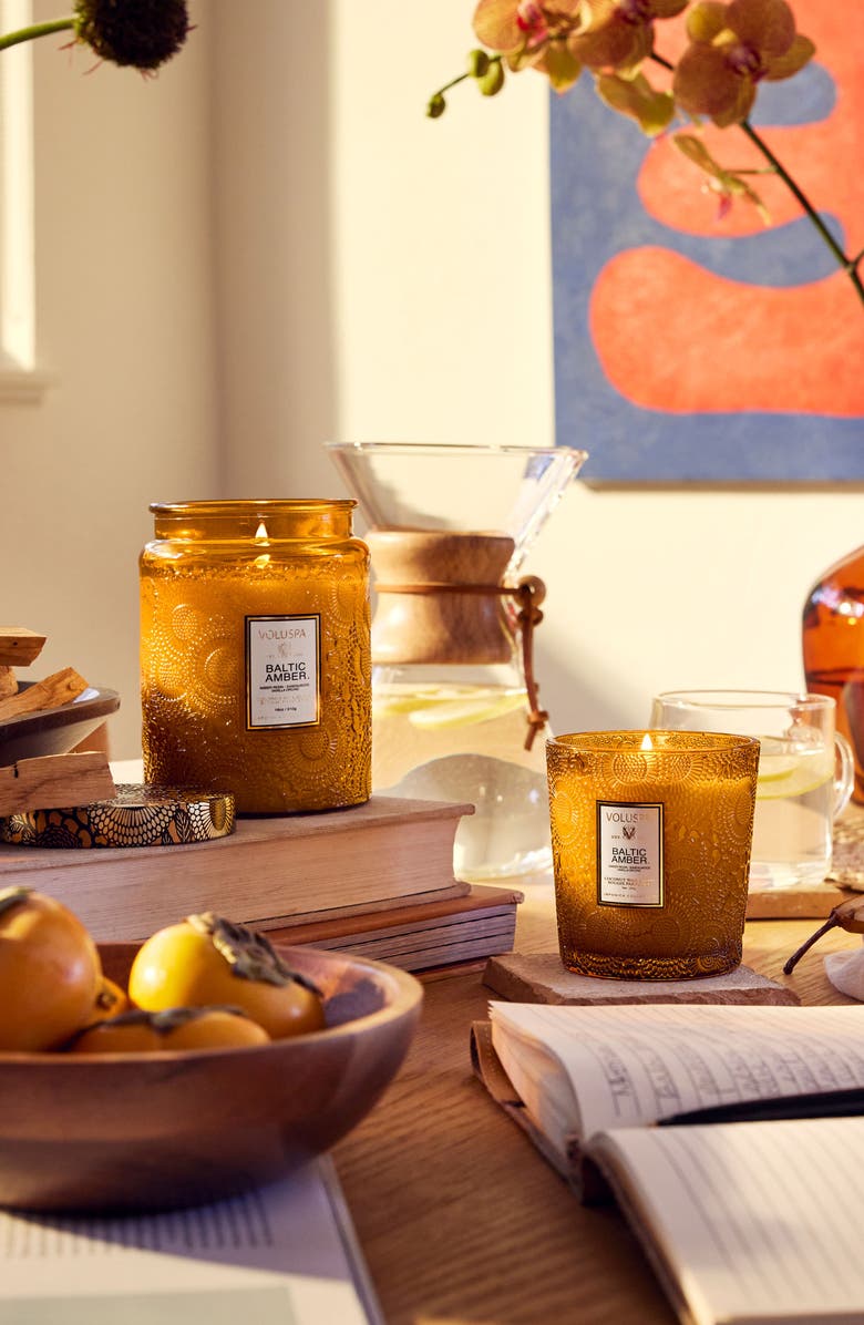 Baltic Amber Large Embossed Glass Jar Candle