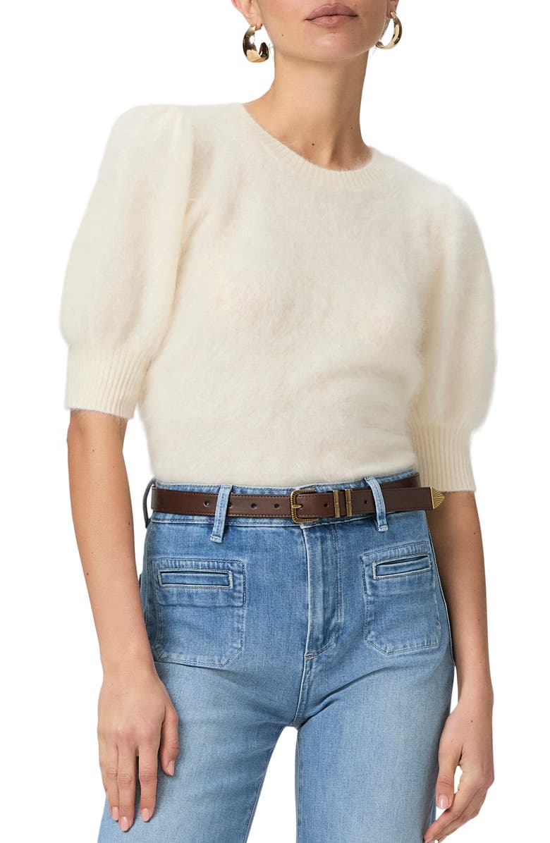 PAIGE Gladiolus Short Sleeve Cashmere Sweater, Main, color, Ivory