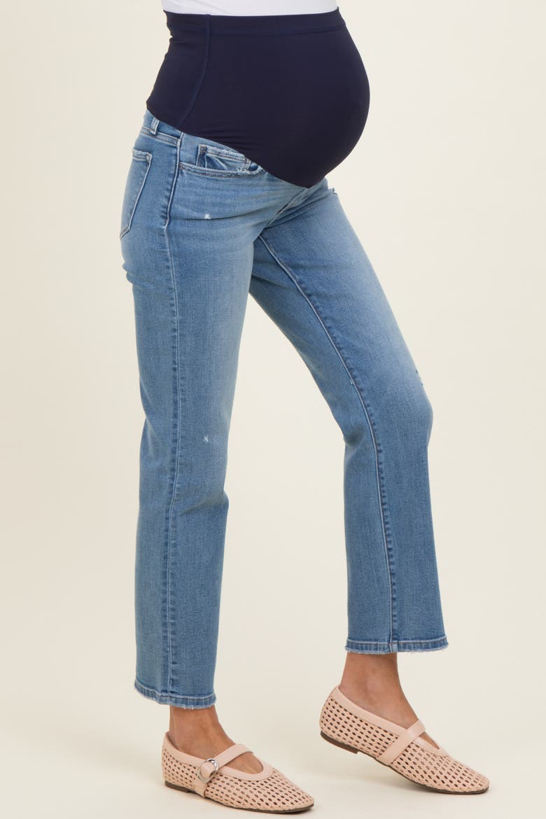 Ankle Slim Straight Leg Maternity Jeans, Alternate, color, Blue