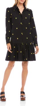Karen Kane Embroidered Ruffle Hem Dress
