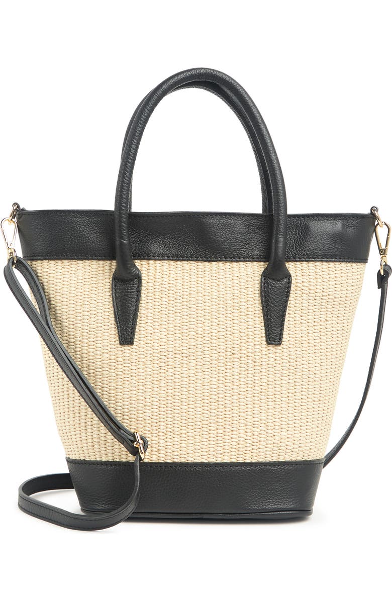 Persaman New York Linda Raffia & Leather Tote, Main, color,